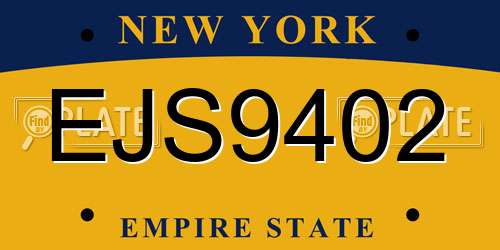 EJS9402 New York License Plate