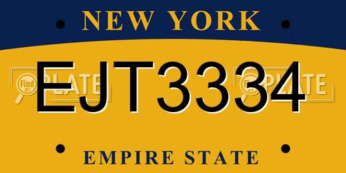 EJT3334 New York License Plate