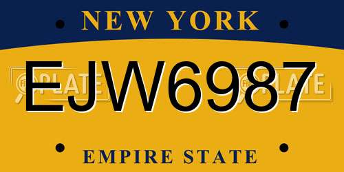 EJW6987 New York License Plate