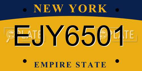 EJY6501 New York License Plate