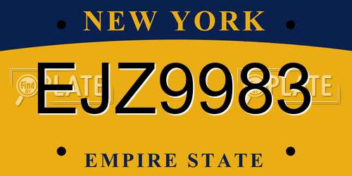 EJZ9983 New York License Plate