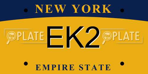 EK2 New York License Plate