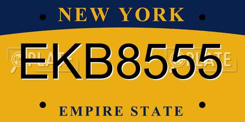 EKB8555 New York License Plate