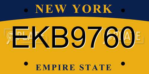 EKB9760 New York License Plate