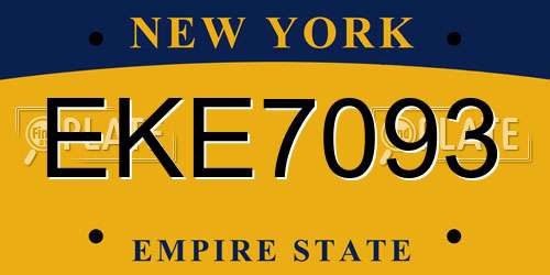 EKE7093 New York License Plate