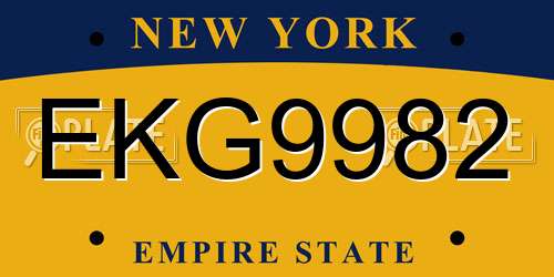 EKG9982 New York License Plate