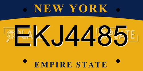 EKJ4485 New York License Plate
