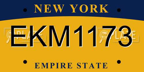 EKM1173 New York License Plate
