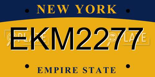 EKM2277 New York License Plate
