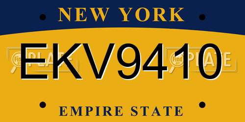 EKV9410 New York License Plate