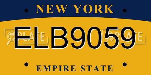ELB9059 New York License Plate