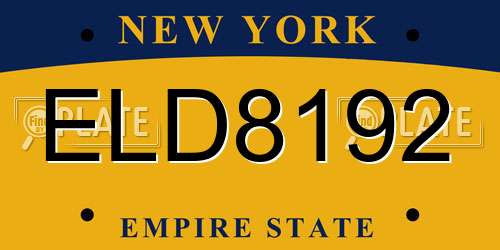 ELD8192 New York License Plate