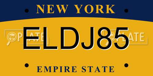 ELDJ85 New York License Plate