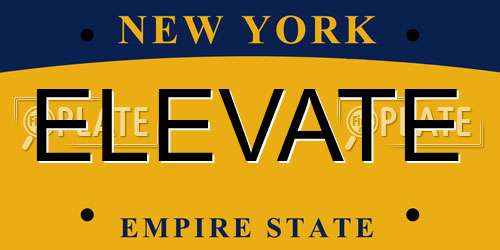 ELEVATE New York License Plate
