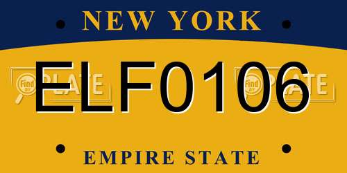 ELF0106 New York License Plate