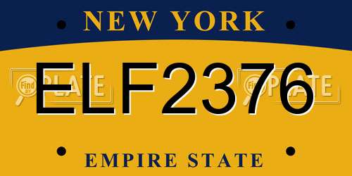 ELF2376 New York License Plate