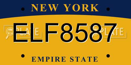 ELF8587 New York License Plate