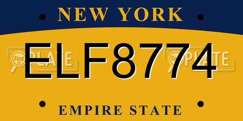 ELF8774 New York License Plate
