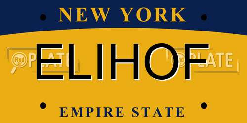 ELIHOF New York License Plate