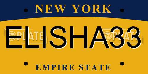 ELISHA33 New York License Plate