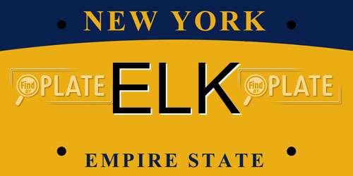 ELK New York License Plate
