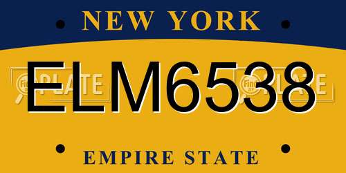 ELM6538 New York License Plate