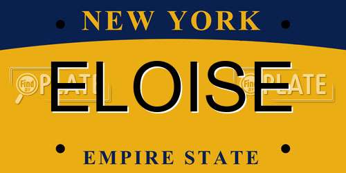 ELOISE New York License Plate