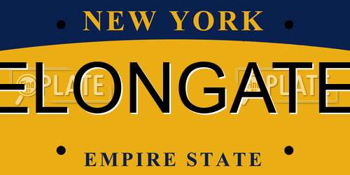 ELONGATE New York License Plate