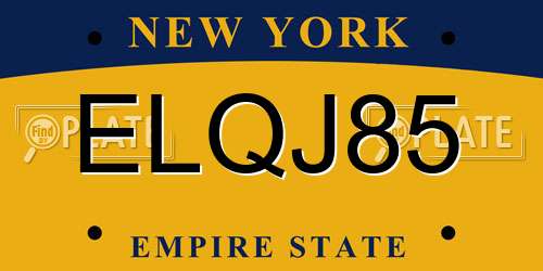 ELQJ85 New York License Plate