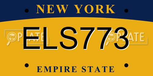 ELS773 New York License Plate