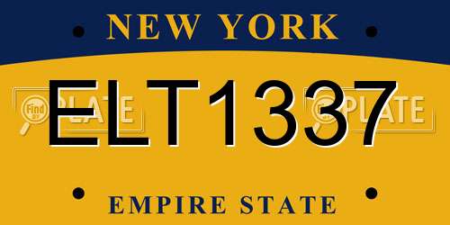 ELT1337 New York License Plate