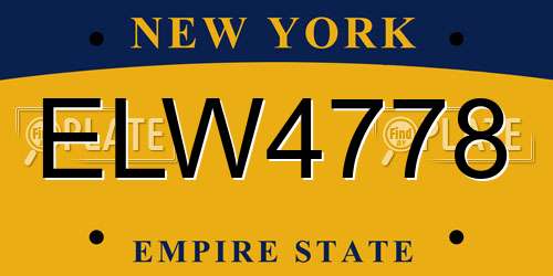 ELW4778 New York License Plate