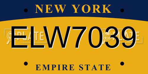ELW7039 New York License Plate