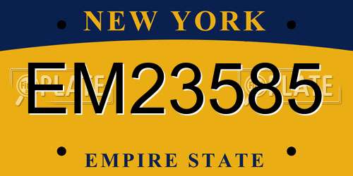 EM23585 New York License Plate