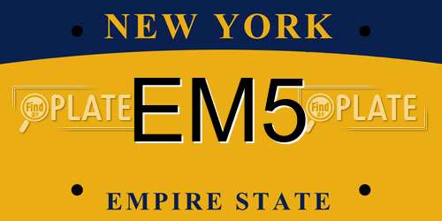 EM5 New York License Plate