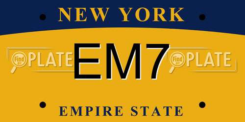 EM7 New York License Plate