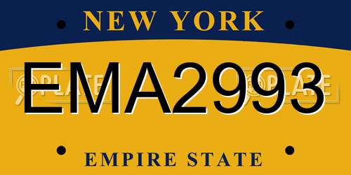 EMA2993 New York License Plate