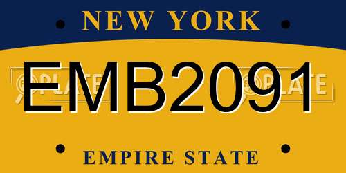 EMB2091 New York License Plate