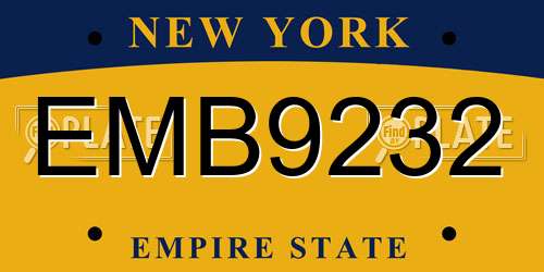 EMB9232 New York License Plate
