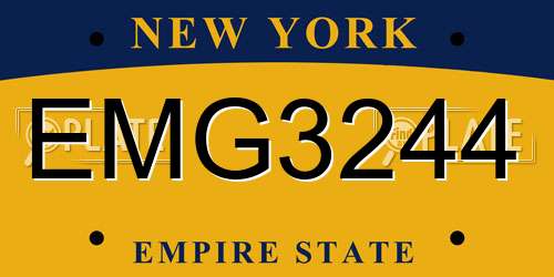 EMG3244 New York License Plate