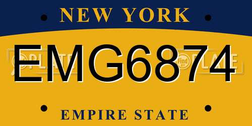 EMG6874 New York License Plate