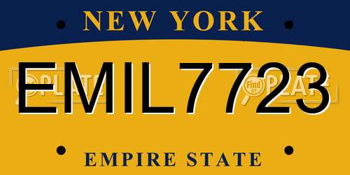 EMIL7723 New York License Plate