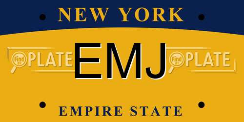 EMJ New York License Plate