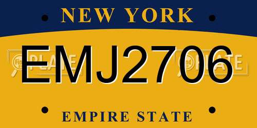 EMJ2706 New York License Plate