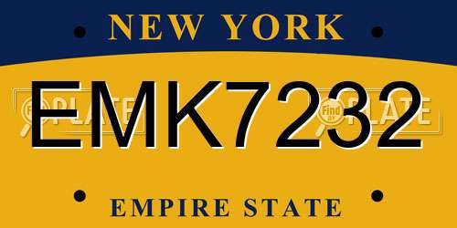 EMK7232 New York License Plate