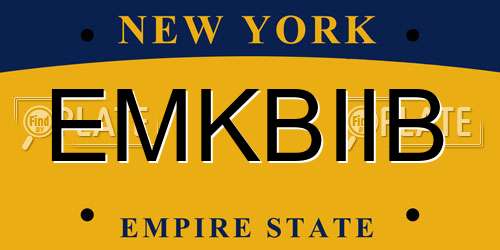 EMKBIIB New York License Plate