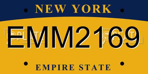 EMM2169 New York License Plate