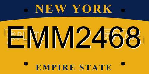 EMM2468 New York License Plate