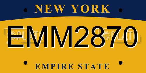 EMM2870 New York License Plate