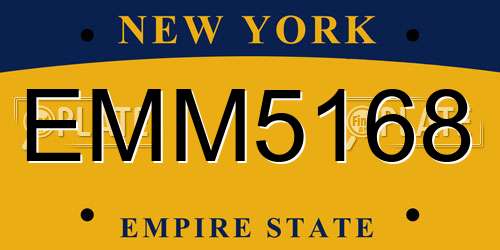 EMM5168 New York License Plate